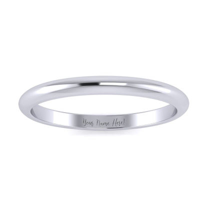14K White Gold 2MM Ladies and Mens Wedding Band, Size 5, Free Engraving